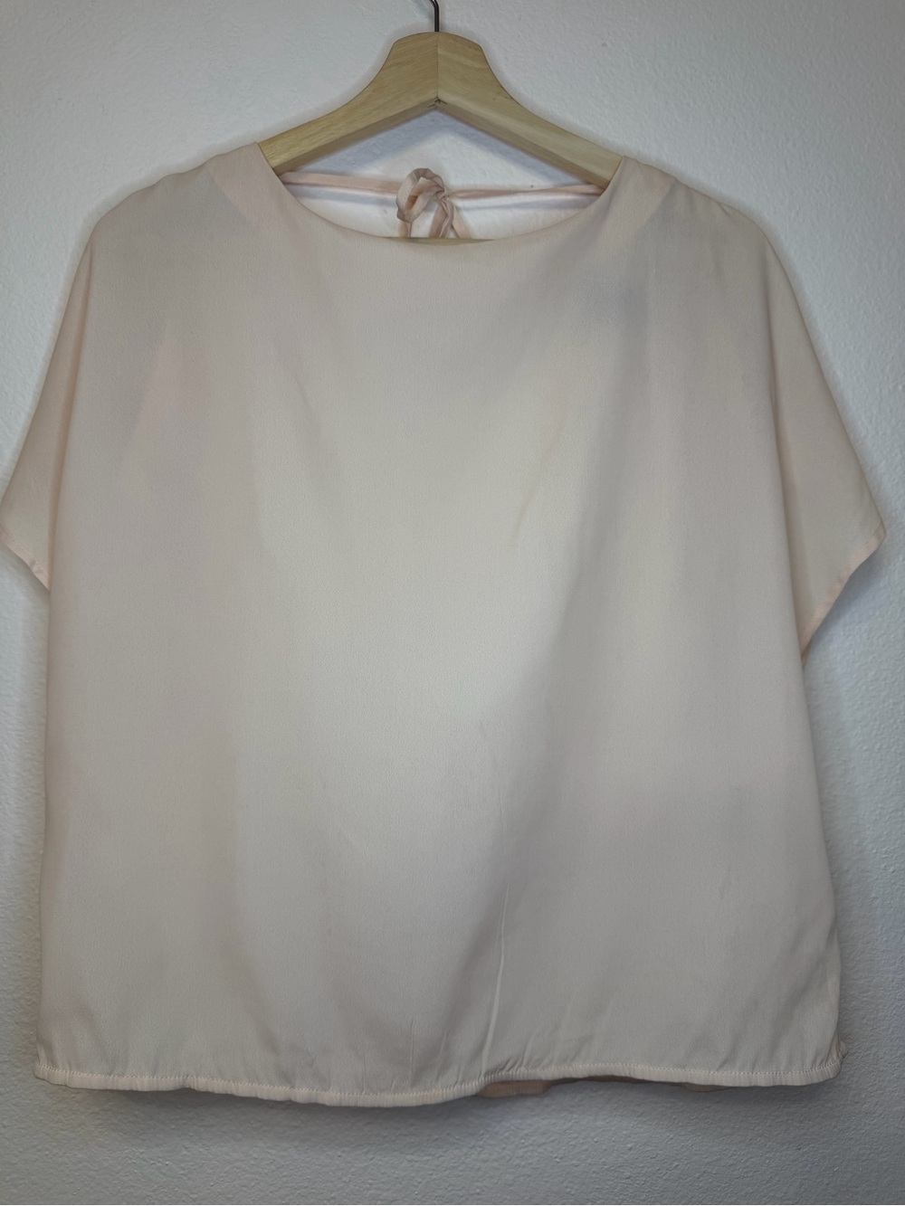H&M blush cream Low V back dress blouse